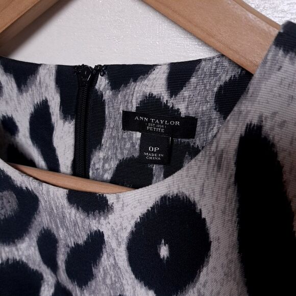 Ann Taylor Leopard Animal Print Silk Sleeveless Sheath Dress 0P 0 Petite - Picture 4 of 10